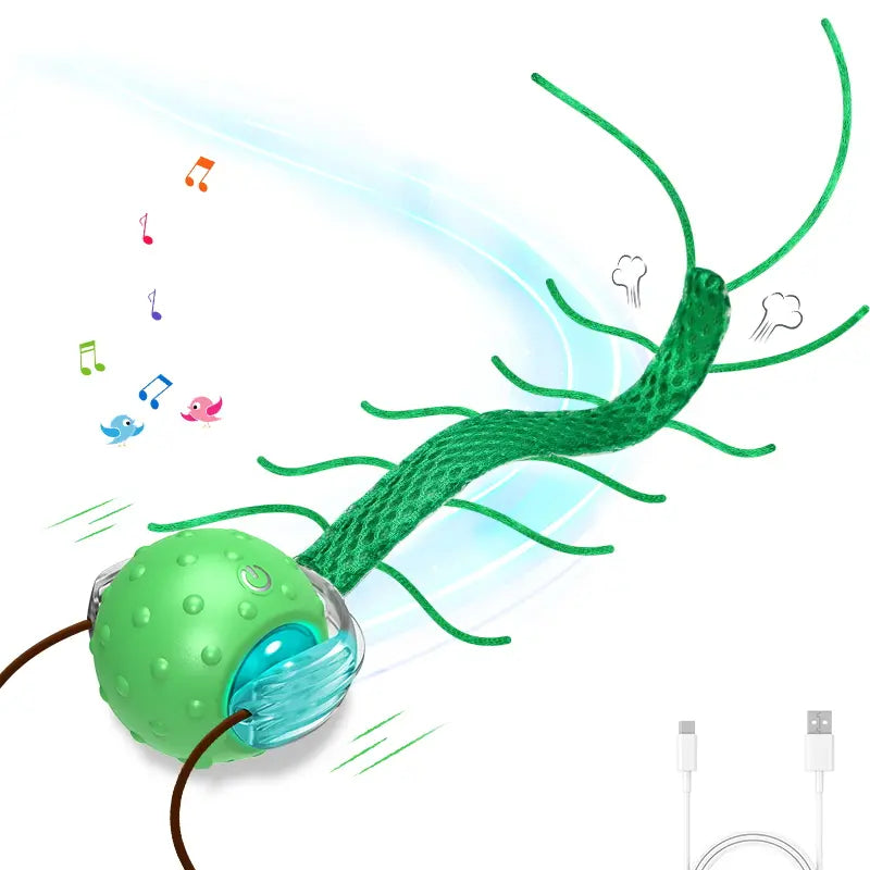 Pelota interactiva verde para gatos con movimiento - vista 2