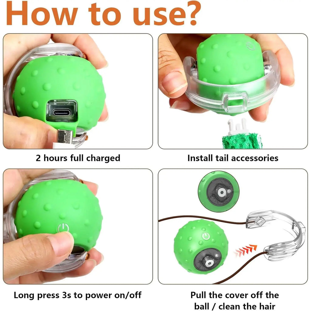 Pelota interactiva verde para gatos con movimiento - vista 7