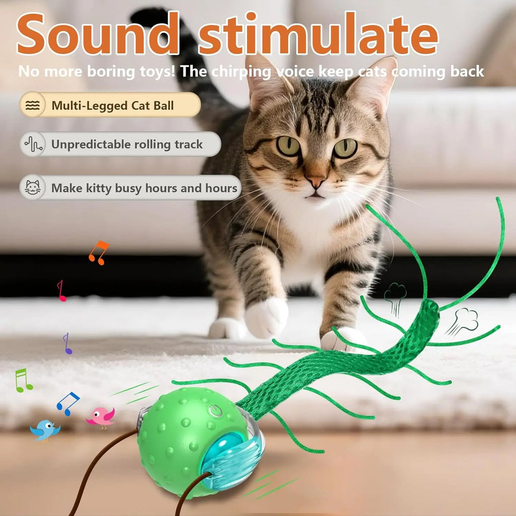 Pelota interactiva verde para gatos con movimiento - vista 3