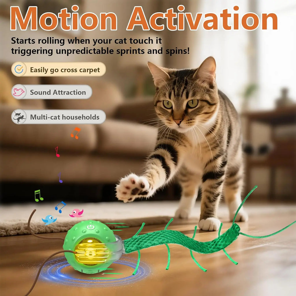 Pelota interactiva verde para gatos con movimiento - vista 4